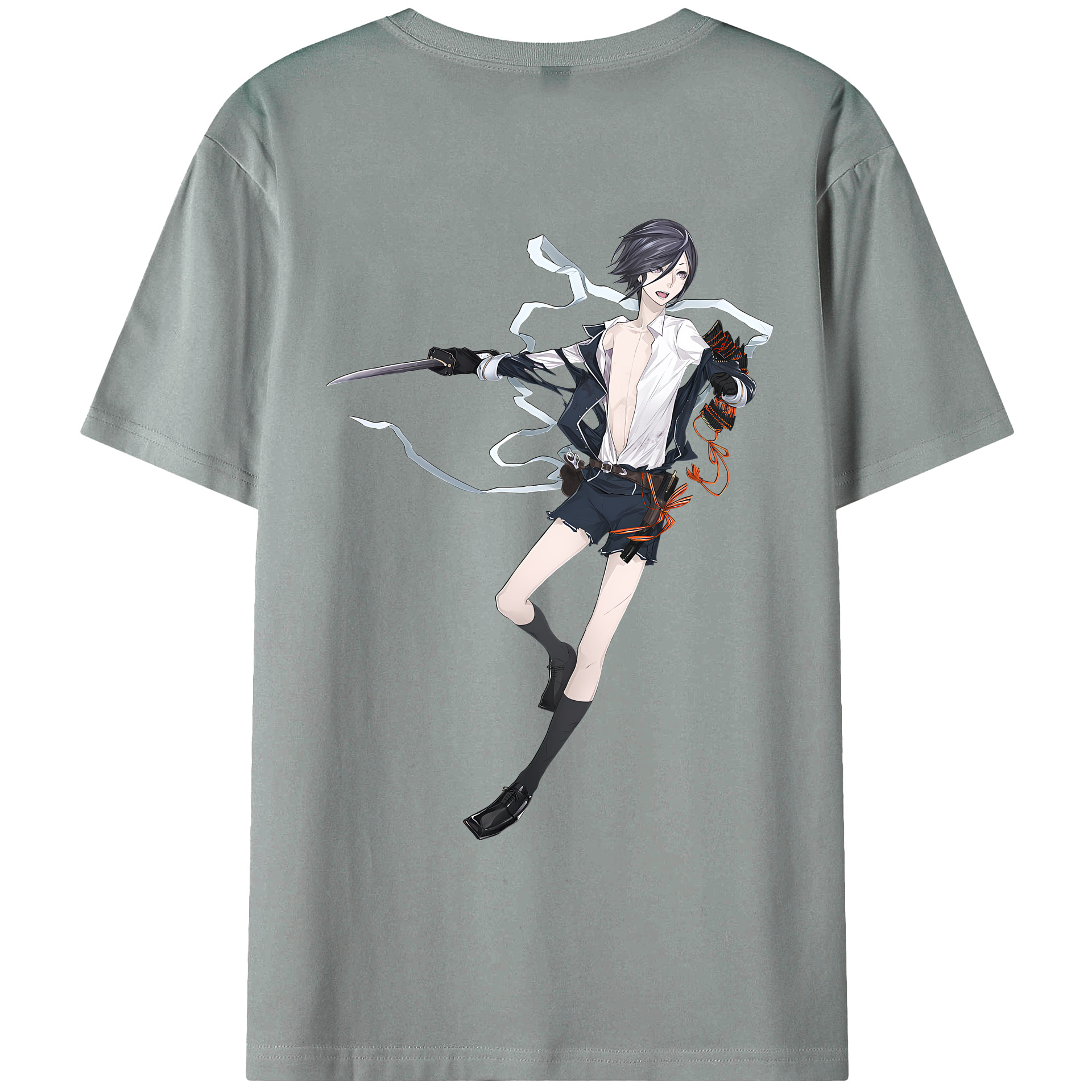 （画像用） 刀剣乱舞 Touken Ranbu 綿100％ メンズ半袖Tシャツ（バックプリント） 通気性